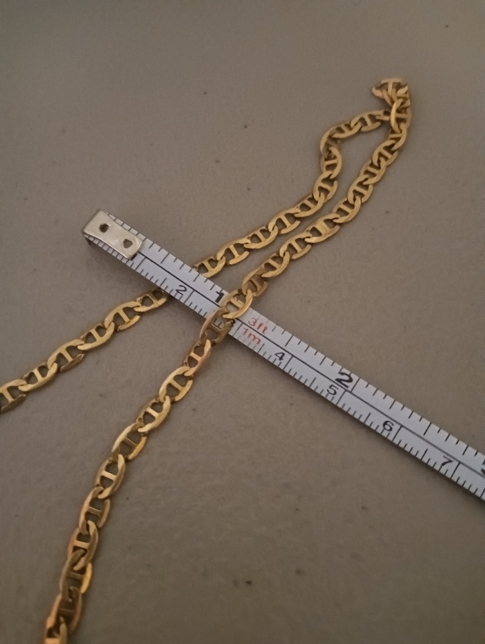 10K Yellow Gold Anchor Mariner Flat Link Chain Necklace 24"